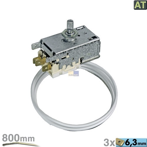 Klick zeigt Details von Thermostat K57-L5807 Ranco 800mm Kapillarrohr 3x6,3mm AMP, AT!