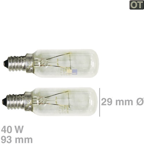 Lampe E14 40W 25mmØ 93mm 230/240V AEG 902979192/9 Original