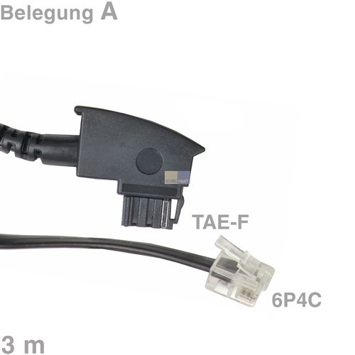 Klick zeigt Details von Kabel Anschlusskabel TAE-F / 6P4C 3m,