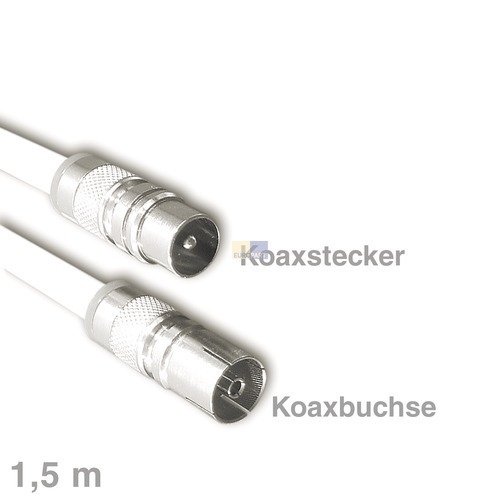 Klick zeigt Details von Kabel Koax-Hochgeflecht-Anschlusskabel Stecker/Buchse 1,5m