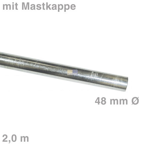 Klick zeigt Details von Mastrohr 48mmØ Stahl 2m,
