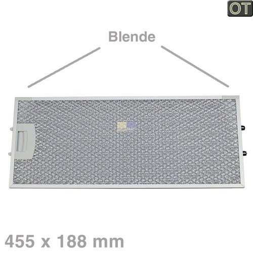 Klick zeigt Details von Fettfilter eckig Metall 455x188mm, vorne, BSH-Gruppe/Bosch/Siemens.. 00434105.