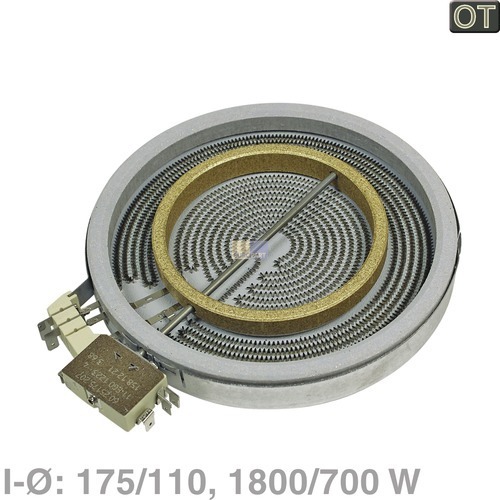 Klick zeigt Details von Strahlheizkörper 175/110mmØ 1800/700W 230V, OT!, BSH-Gruppe/Bosch/Siemens.. 00437040.