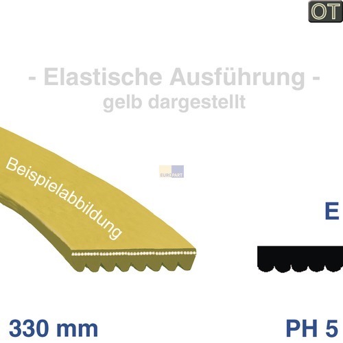Klick zeigt Details von Riemen 330 PH 5 E, für Lüftermotor, BSH-Gruppe/Bosch/Siemens.. 00600151.